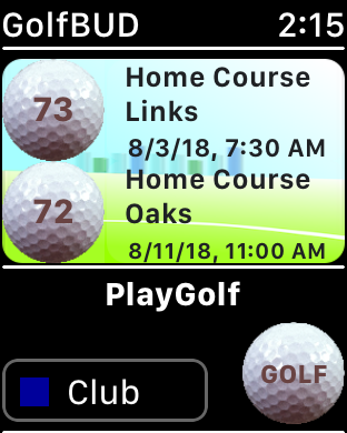 New GolfBUD Watch Home Screen